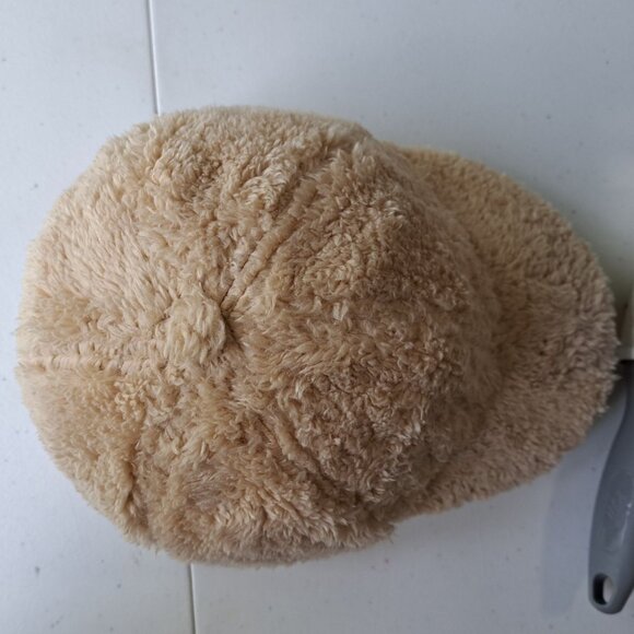 Fuzzy Tan Sherpa Baseball Cap Adjustable Slide Strap Fall Winter BOHO - Picture 7 of 8